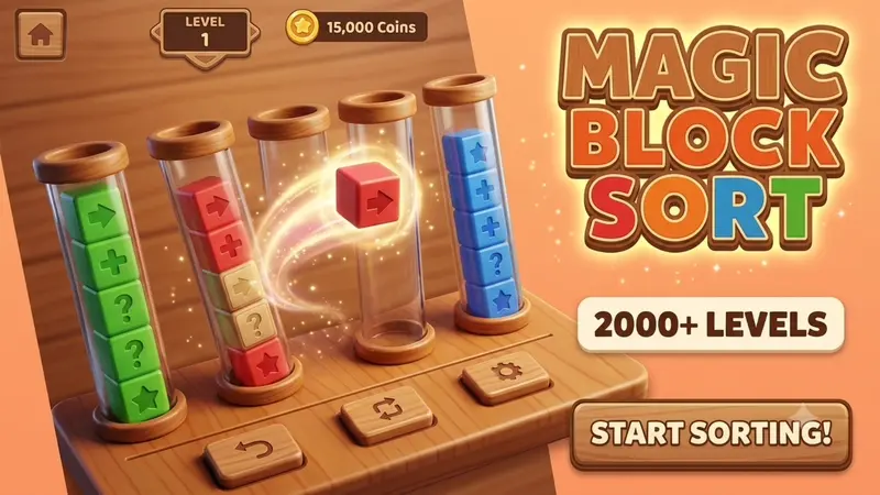 Magic Block Sort – 3D Color Sorting Puzzle Game