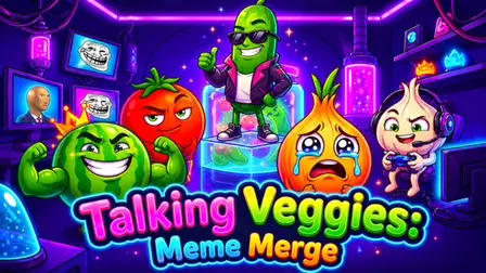 Talking Veggies Meme Merge Game – Suika Puzzle