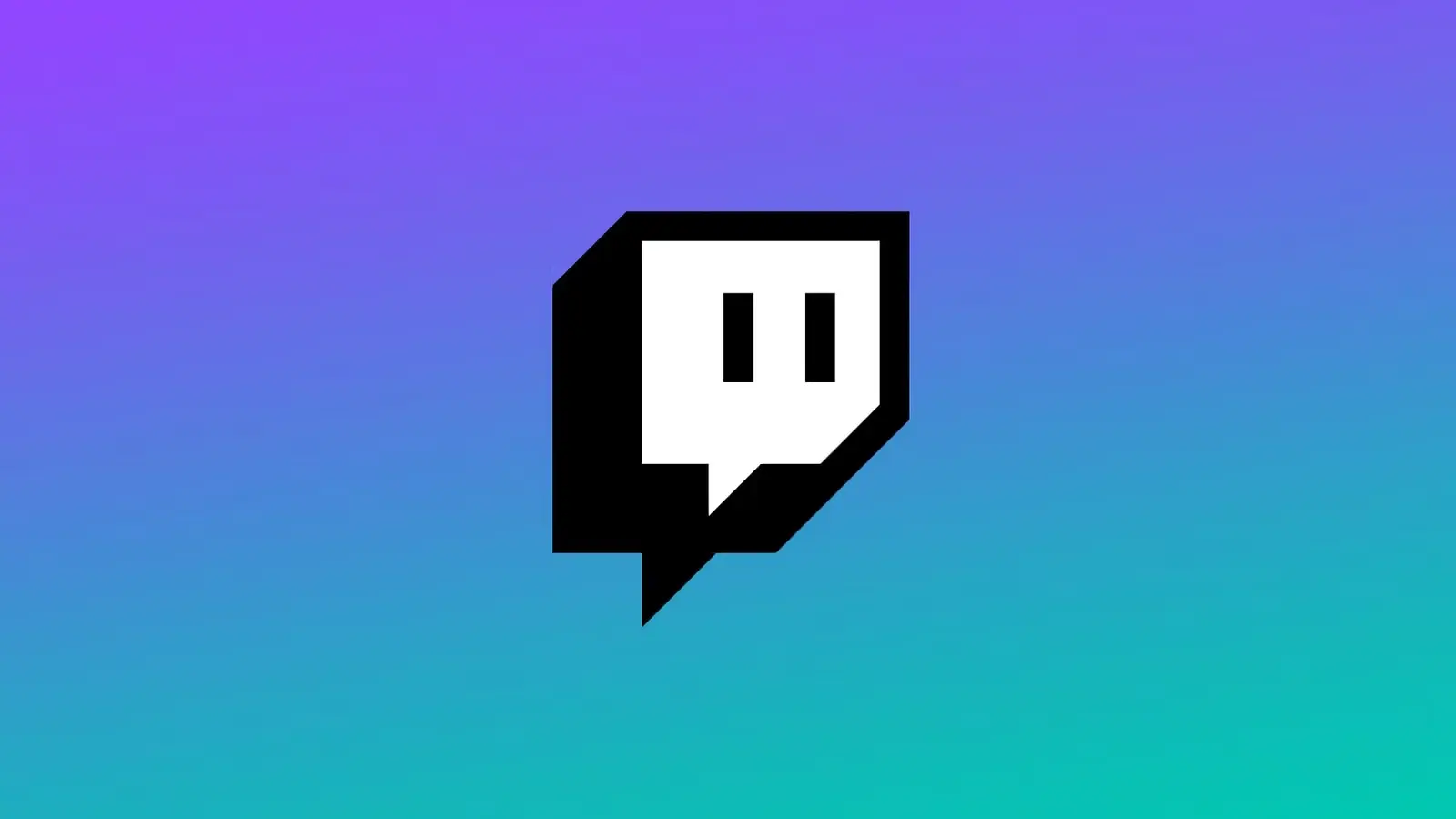 Twitch platformas logo uz zila un violeta fona.
