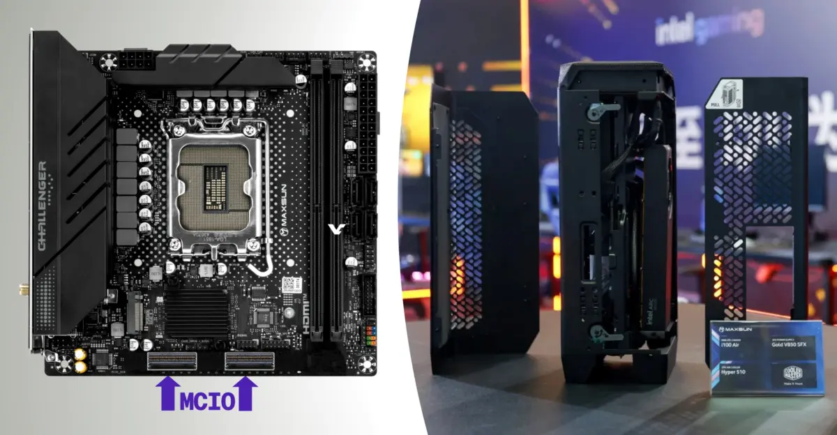 Maxsun demonstrē Z890 Mini-ITX mātesplati ar MCIO savienotāju: Videokartes pieslēgšana bez tradicionālā PCIe riser kabeļa
