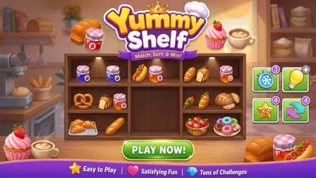 Yummy Shelf Game – 3D Sort & Match Puzzle