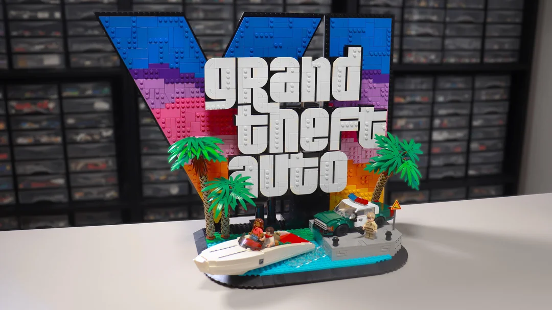 GTA 6 fans no LEGO izveido iespaidīgu spēles logotipa un Vice City diorāmu