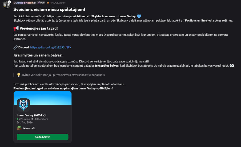 LVRP paziņojums par serveri DC