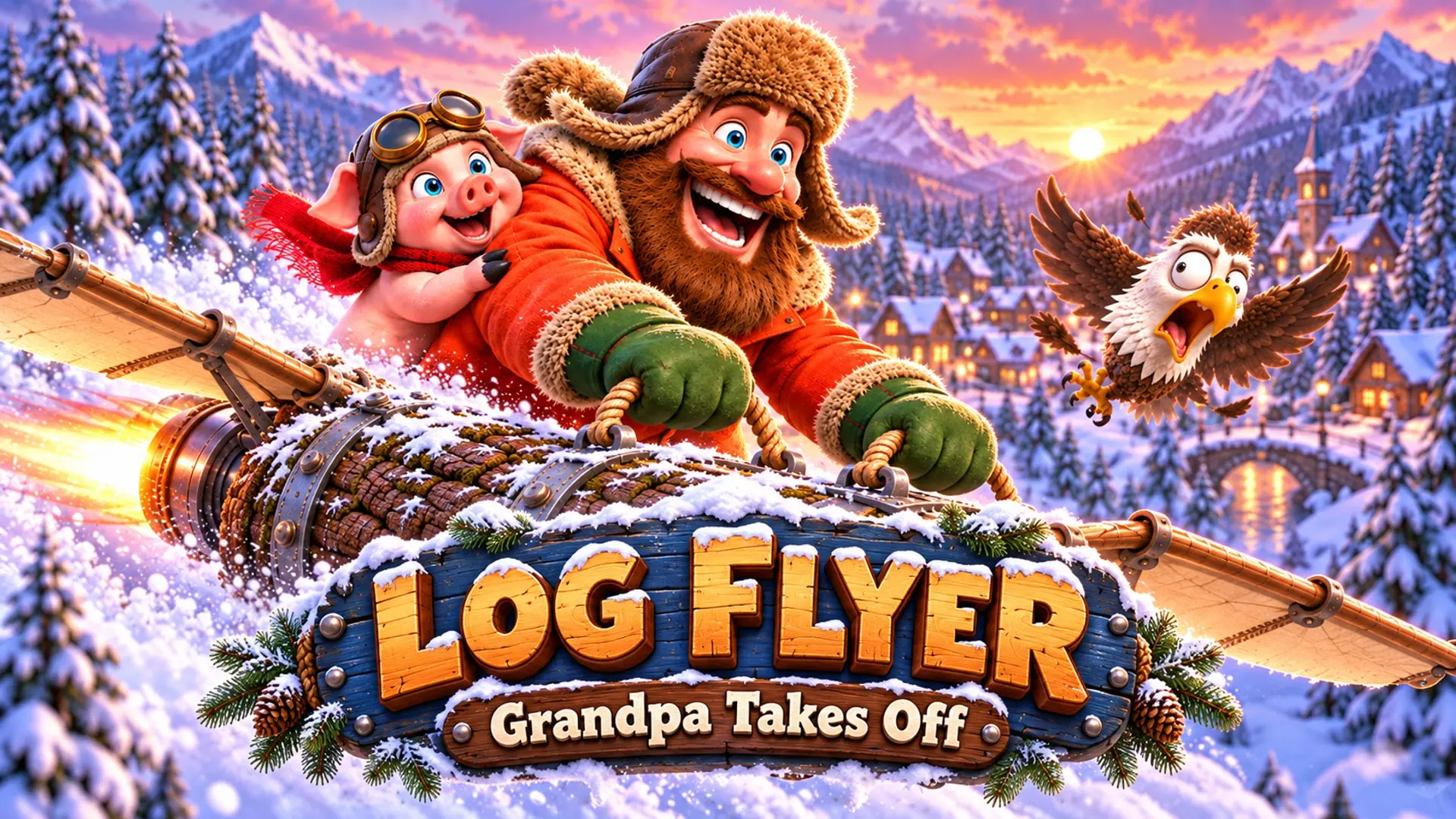 Log Flyer: Grandpa Takes Off – Snowy Distance Flight Simulator