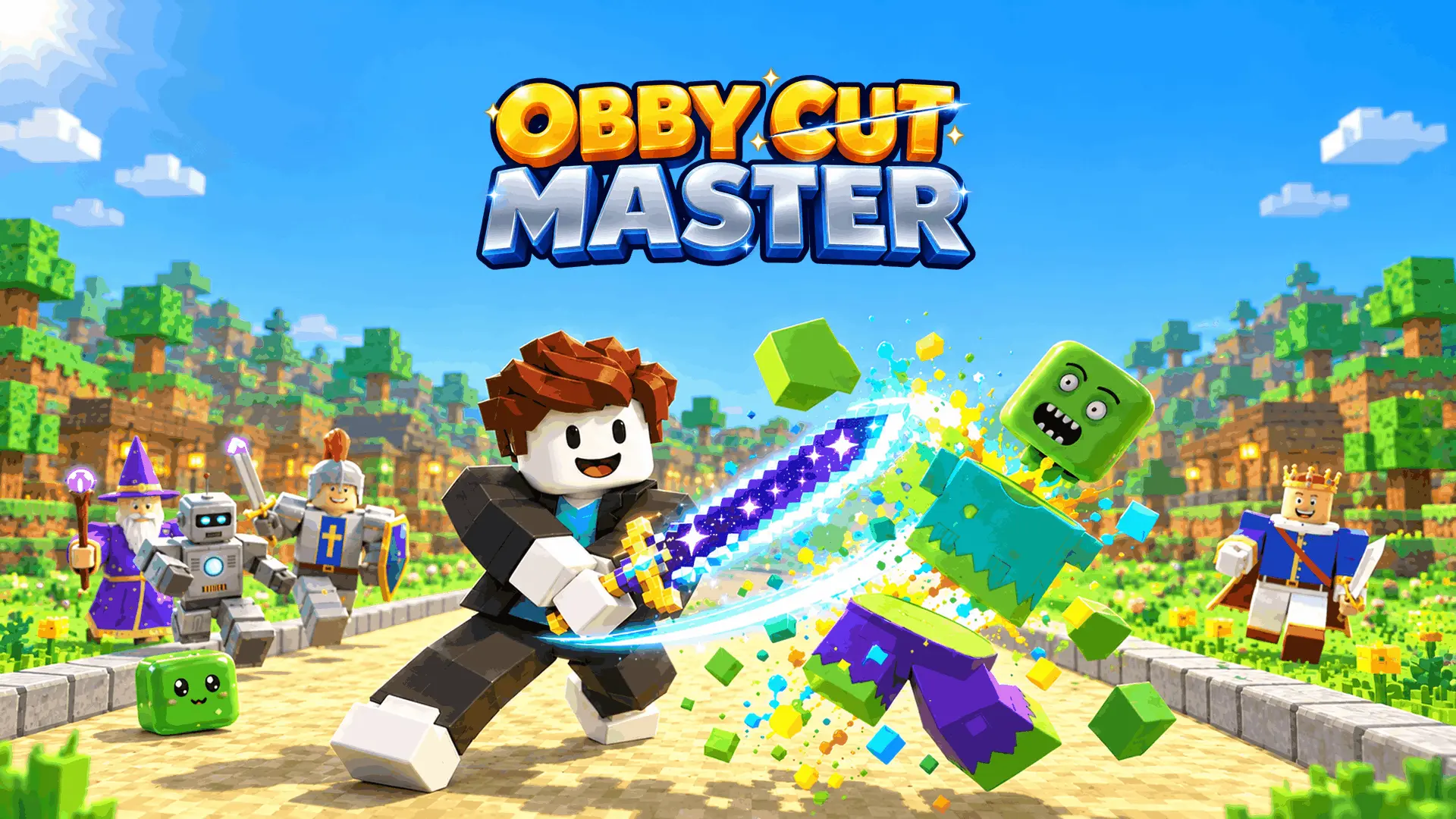 Obby Cut Master – First-Person Voxel Sword Action