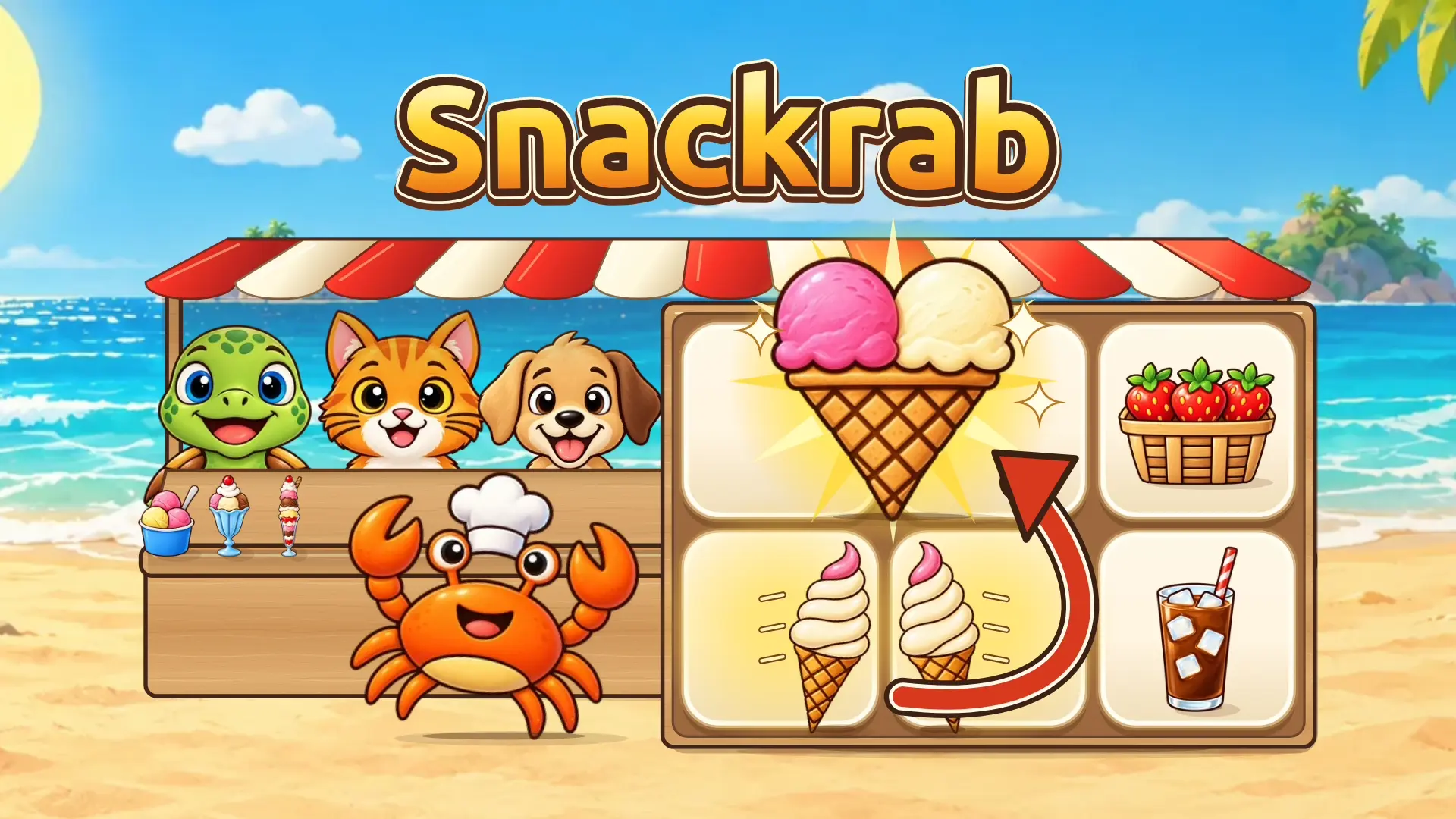 Snackrab – Relaxing Beach Merge & Time-Management Simulator